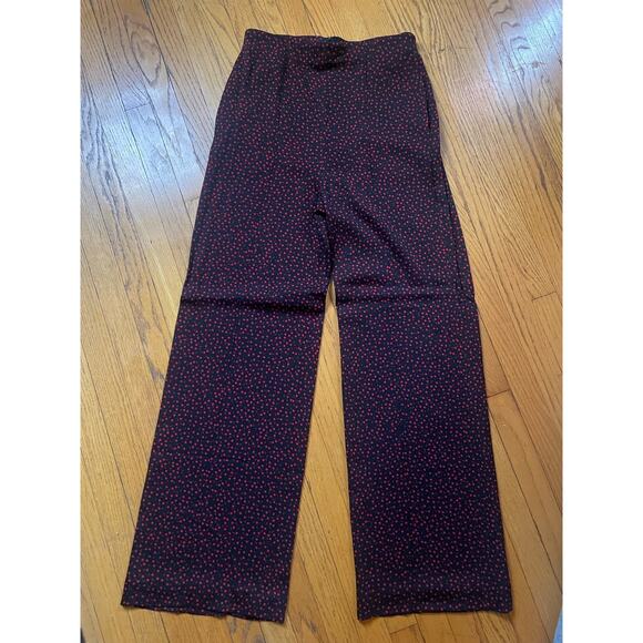 Diane von Furstenberg Black & Red Polka Dot Wide-leg Pants Size 4 - Picture 1 of 6